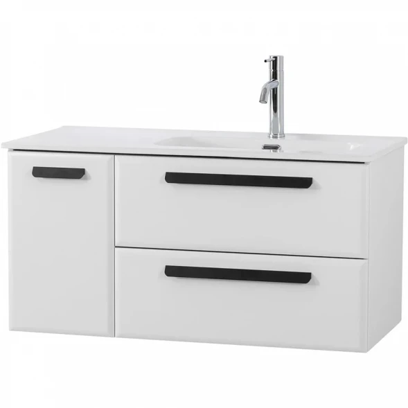 Тумба под раковину Cezares Eco ECO-CER-N-1000-2C-1A-SO-BL-R 100 см R, подвесная, Bianco Lucido