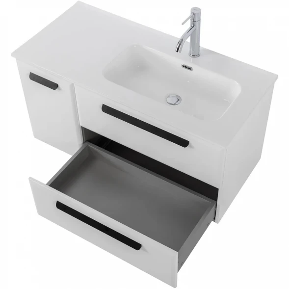 Тумба под раковину Cezares Eco ECO-CER-N-1000-2C-1A-SO-BL-R 100 см R, подвесная, Bianco Lucido