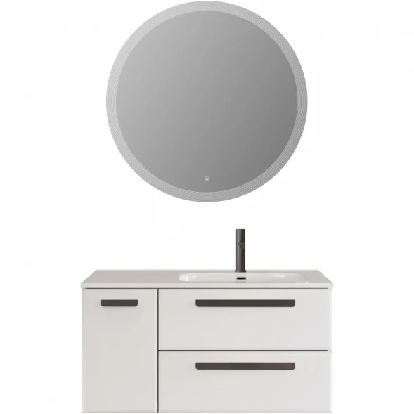 Тумба под раковину Cezares Eco ECO-CER-N-1000-2C-1A-SO-BL-R 100 см R, подвесная, Bianco Lucido