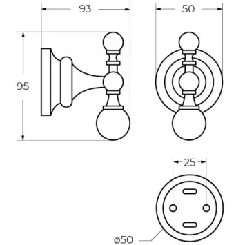 Крючок Cezares Olimp OLIMP-HK-03/24-Sw для ванны, золотой