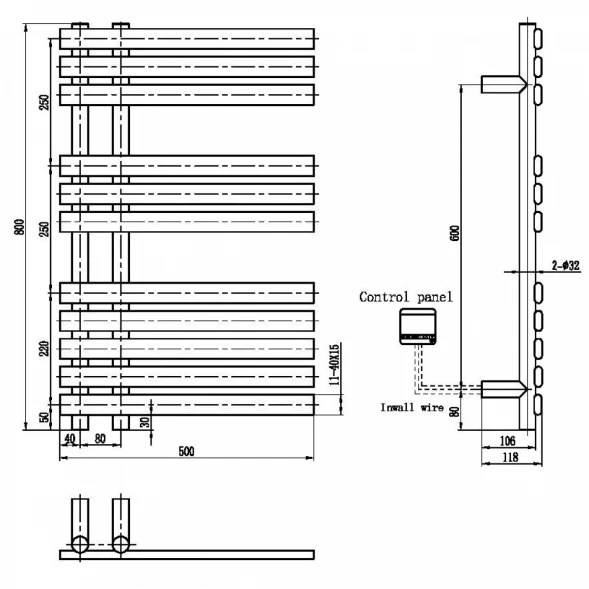 Полотенцесушитель электрический 800x500 Boheme Venturo 723-MW