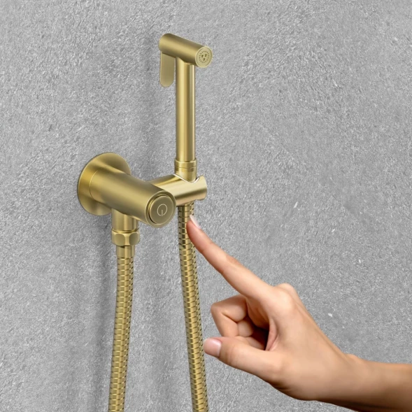 Термостат для раковины Timo Saona 2383/17SM встраиваемый, с гигиеническим душем, Золото матовый