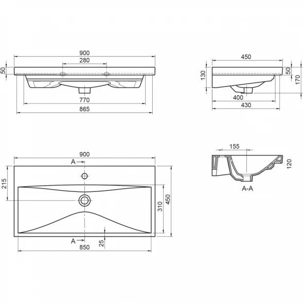 Раковина 90x45 см BelBagno Marino BB-0323-90-LVB
