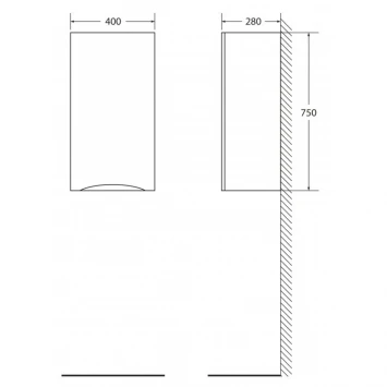 Шкаф подвесной Crema Opaco BelBagno Fly-Marino FLY-MARINO-750-1A-SC-CO-P-L