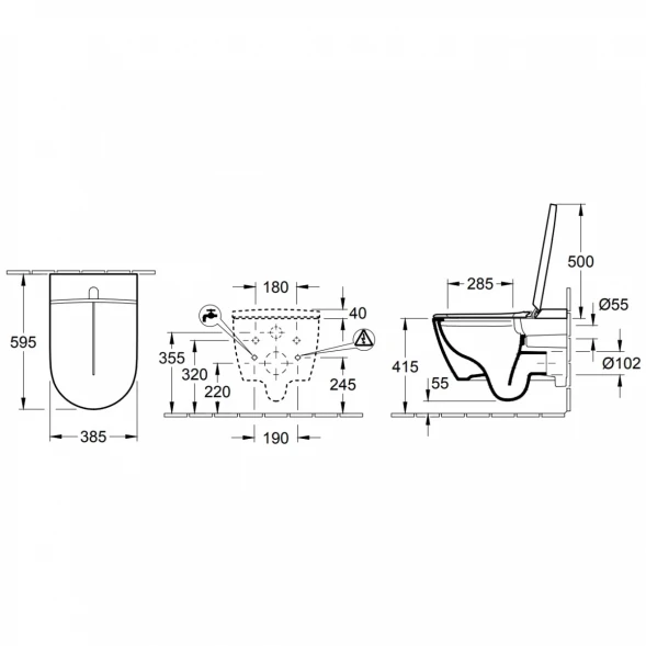 Электронный унитаз-биде подвесной Villeroy &amp; Boch ViClean V0E100S0 безободковый, с сиденьем микролифт, черный глянец