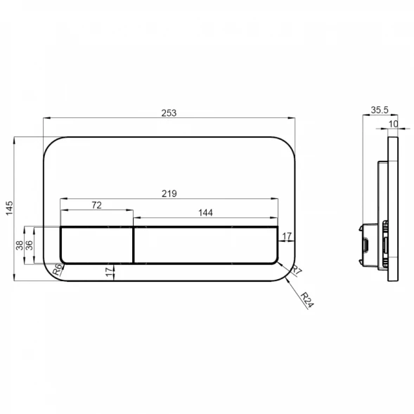 Кнопка смыва Villeroy &amp; Boch ViConnect 200S 92249061 для инсталляции, хром