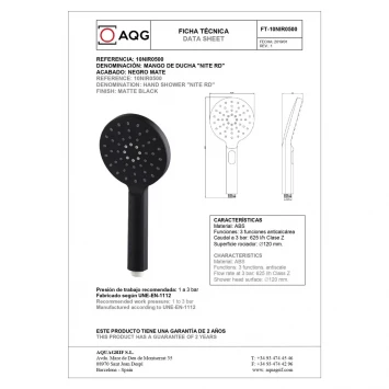 Смеситель для ванны AQG Tube 01TUB417NG с душевым гарнитуром, черный матовый