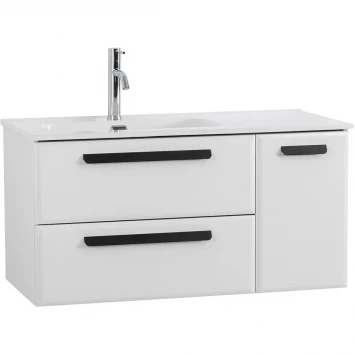 Тумба под раковину Cezares Eco ECO-CER-N-1000-2C-1A-SO-BL-L 100 см L, подвесная, Bianco Lucido
