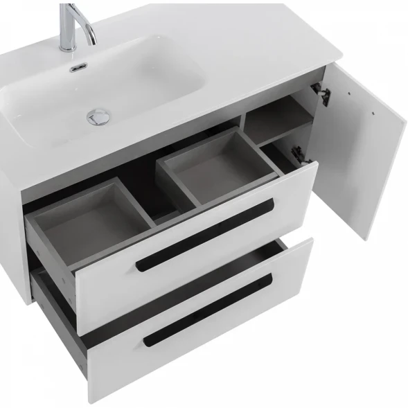 Тумба под раковину Cezares Eco ECO-CER-N-1000-2C-1A-SO-BL-L 100 см L, подвесная, Bianco Lucido