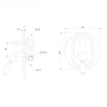Смеситель для ванны Caprigo Adria Uno Metal Edition 02M-551-crm