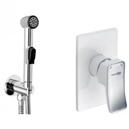 Гигиенический душ WasserKRAFT A010656WHITE со смесителем, хром/белый