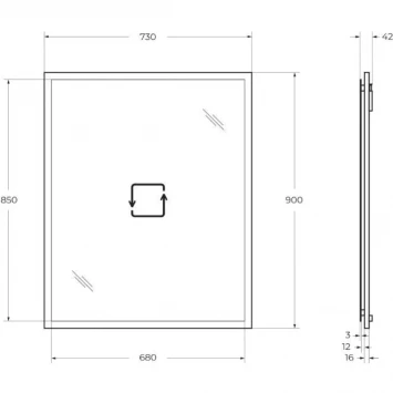 Зеркало Cezares Tiffany 45087 73x90 см, с LED-подсветкой, антизапотеванием, Verde Opaco