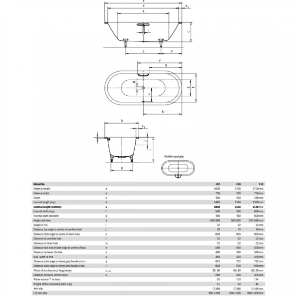 Ванна стальная Kaldewei Classic Duo Oval 116 292600013001 170x70 см, с водоотталкивающим покрытием, альпийский белый