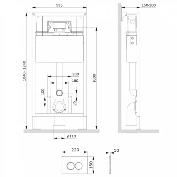 Инсталляция для унитаза Am.Pm Pro C L I012707.0131 с кнопкой смыва, матовый хром