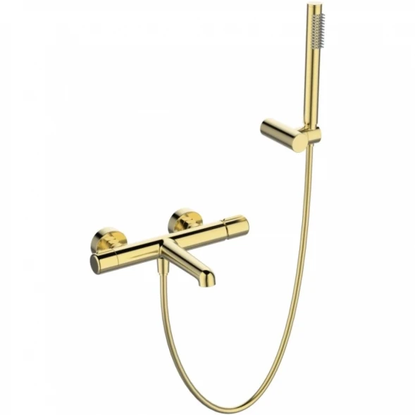 Смеситель для ванны BelBagno Uno UNO-VASM/DFS-ORO с душевым гарнитуром, золотой