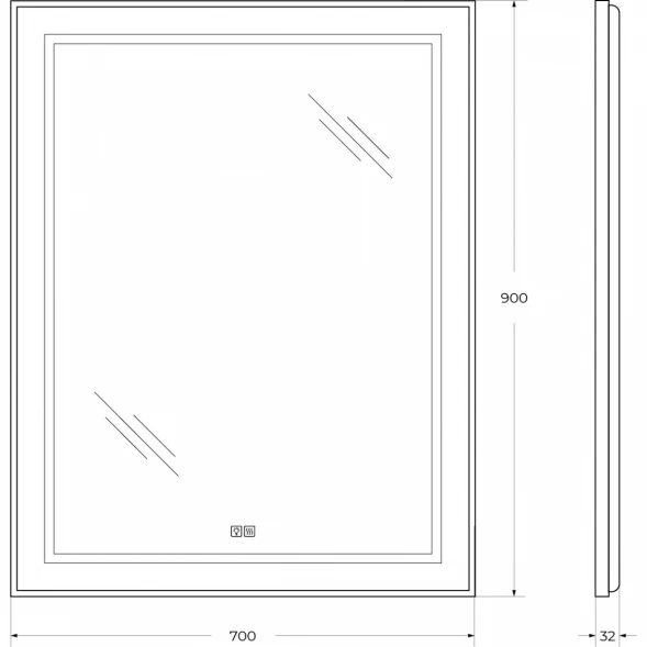 Зеркало BelBagno Kraft SPC-KRAFT-700-900-LED-TCH-WARM 70x90 см, с LED-подсветкой, сенсорным выключателем, антизапотеванием, алюминий