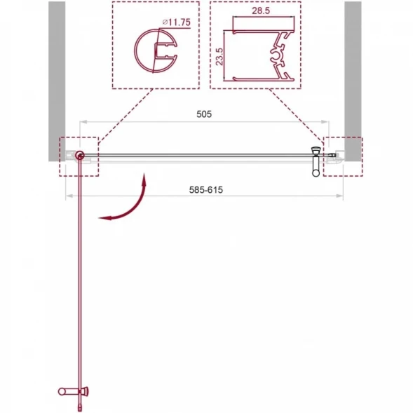 Душевая дверь 60 см BelBagno UNO-B-1-60-C-Cr прозрачное