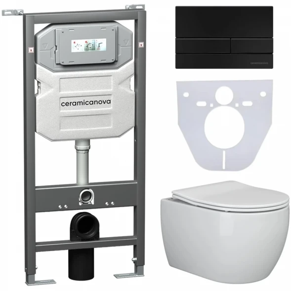 Комплект подвесной унитаз Ceramica Nova Play CN3001 + система инсталляции Ceramica Nova Envision Flat CN1002B + CN1000