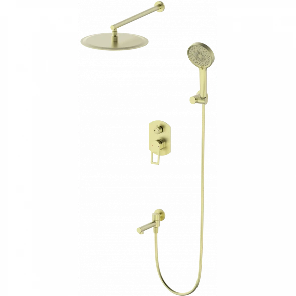 Душевой комплект Wonzon &amp; Woghand Frame WW-88939010-BG 300 мм, со смесителем, золотой матовый