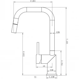 Смеситель для кухни Wonzon &amp; Woghand WW-6018-BS с выдвижным изливом, никель матовый