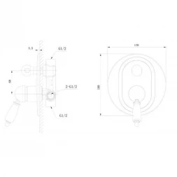 Смеситель для ванны Caprigo Adria Uno Metal Edition 02M-551-vot