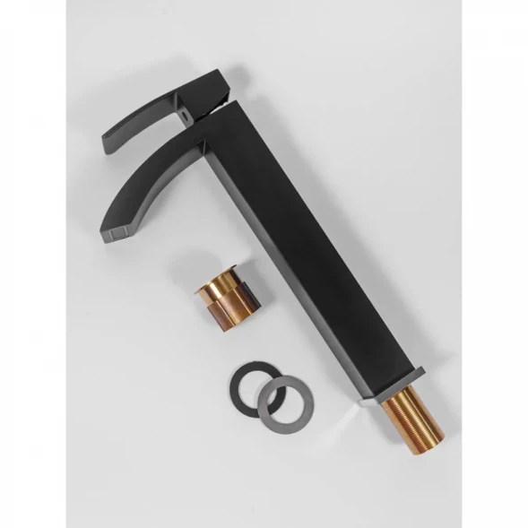 Смеситель для раковины Hansberge Cubito H2077BC хром/черный матовый