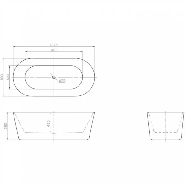 Акриловая ванна BelBagno BB306-1675 167,5x80 см, отдельностоящая, белый