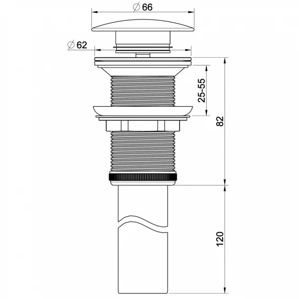 Донный клапан для раковины Wonzon &amp; Woghand WW-88SS04-CR без перелива, хром