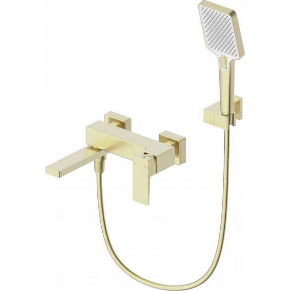 Смеситель для ванны Wonzon &amp; Woghand Cube 2.0 WW-88037068-BG с душевым гарнитуром, золотой матовый
