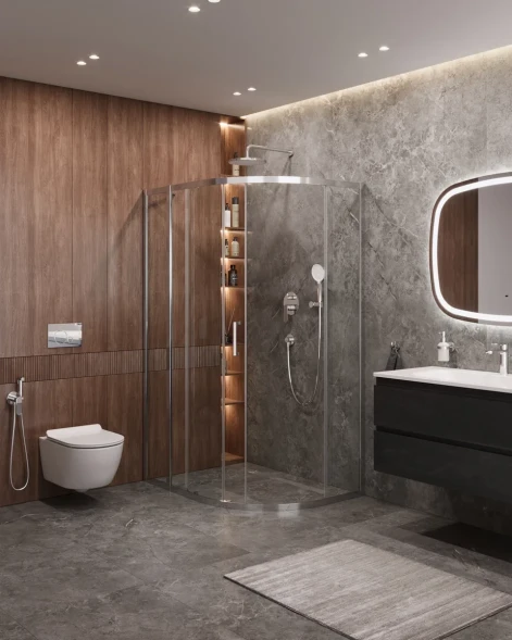 Душевой уголок Cezares Molveno MOLVENO-RH-1-120/90-C-Cr-IV 120x90 см, профиль хром, стекло прозрачное