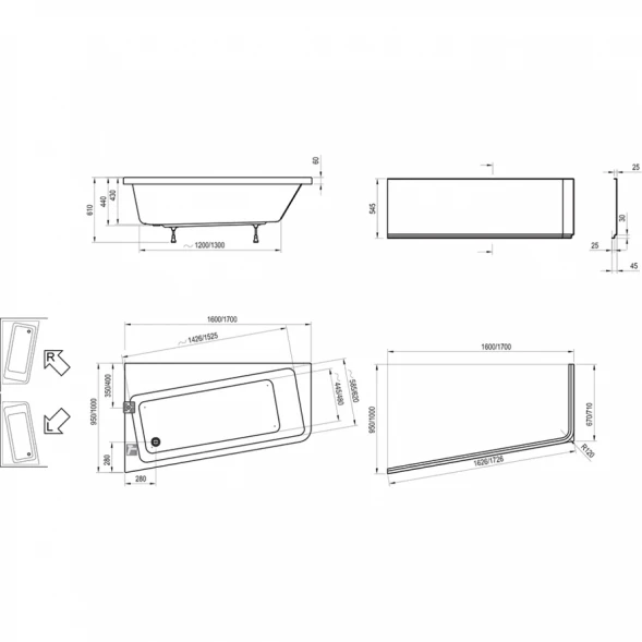 Акриловая ванна 160x95 см R Ravak 10° C841000000