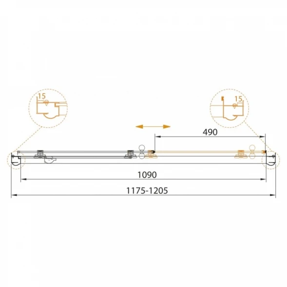 Душевая дверь 120,5 см Cezares GIUBILEO-BF-1-120-C-Br прозрачное