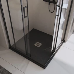 Душевой поддон BelBagno Uno TRAY-MR-UNO-A-90-35-NERO-CR 90x90 см, из литьевого мрамора, квадратный, черный матовый