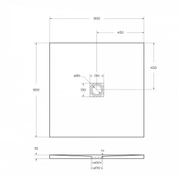 Душевой поддон BelBagno Uno TRAY-MR-UNO-A-90-35-NERO-CR 90x90 см, из литьевого мрамора, квадратный, черный матовый