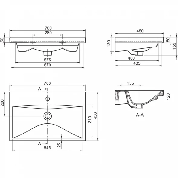 Раковина 70x45 см BelBagno Marino BB-0321-70-LVB