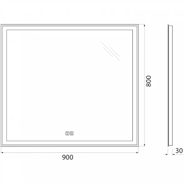 Зеркало 90x80 см BelBagno SPC-GRT-900-800-LED-TCH-WARM