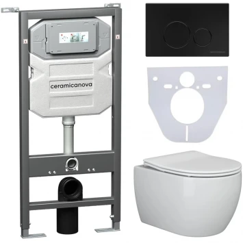 Комплект подвесной унитаз Ceramica Nova Play CN3001 + система инсталляции Ceramica Nova Envision Round CN1001B + CN1000
