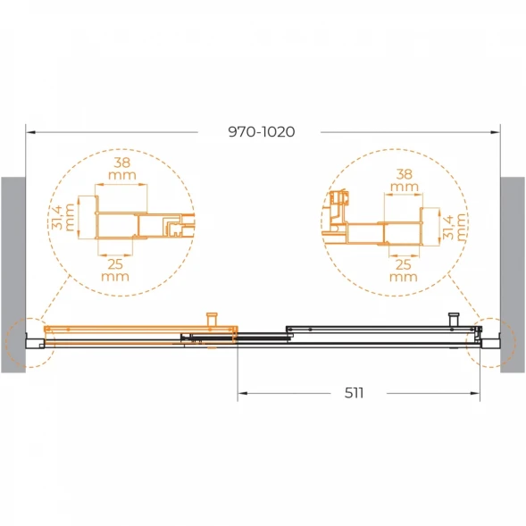 Душевая дверь Cezares Molveno MOLVENO-BF-3-100-C-GM-IV 100 см, профиль оружейная сталь матовый, стекло прозрачное