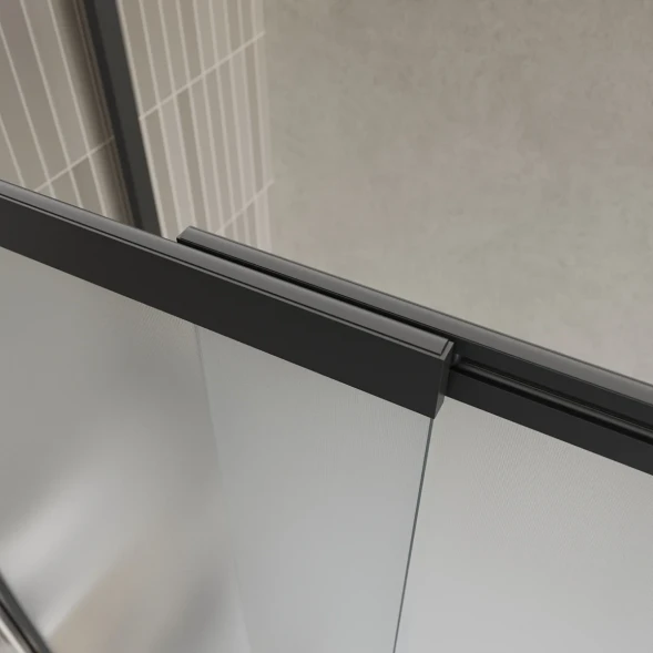 Шторка на ванну BelBagno Luce LUCE-VF-11-90/145-P-NERO 90 см, профиль черный матовый, стекло текстурное