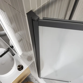 Шторка на ванну BelBagno Luce LUCE-VF-11-90/145-P-NERO 90 см, профиль черный матовый, стекло текстурное