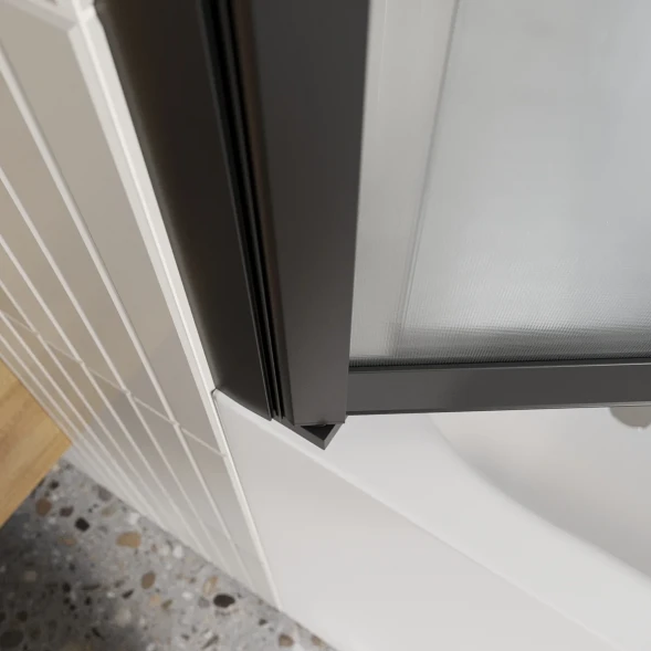 Шторка на ванну BelBagno Luce LUCE-VF-11-90/145-P-NERO 90 см, профиль черный матовый, стекло текстурное