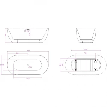 Акриловая ванна BelBagno BB70-1700-800 170x80 см, отдельностоящая, белый