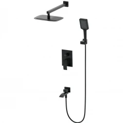 Душевой комплект Wonzon &amp; Woghand Fit WW-88939009A-MB 300x200 мм, со смесителем, черный матовый
