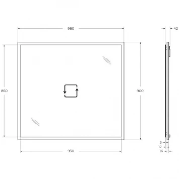 Зеркало Cezares Tiffany 45047 98x90 см, с LED-подсветкой, антизапотеванием, Nero Grafite