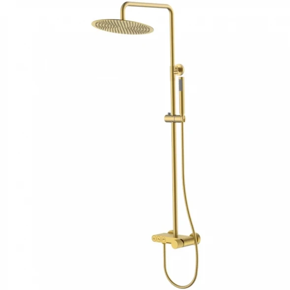 Душевая система Boheme Stick Linea 128-MG.3 300 мм, со смесителем, золотой матовый