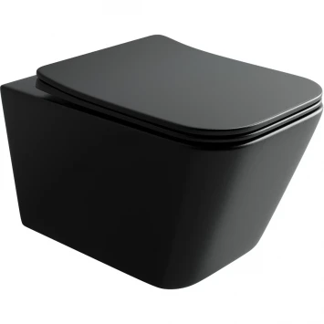 Унитаз подвесной Ceramica Nova Metric CN3007MB безободковый, с сиденьем микролифт, черный матовый