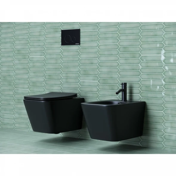 Унитаз подвесной Ceramica Nova Metric CN3007MB безободковый, с сиденьем микролифт, черный матовый