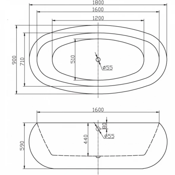 Акриловая ванна BelBagno BB18 180x90 см, отдельностоящая, белый