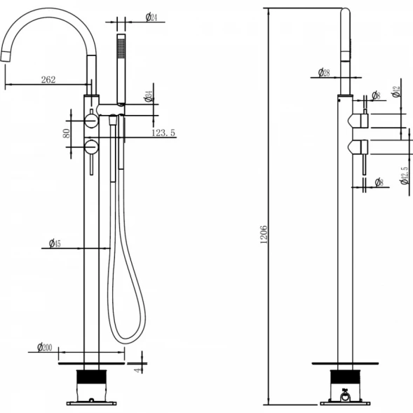 Смеситель напольный для ванны Abber Wasser Kreis 316 AF8115BG  Золото матовый