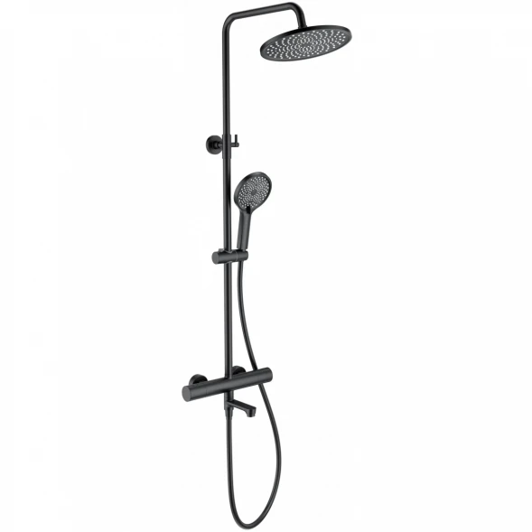 Душевая система Wonzon &amp; Woghand WW-B3069-MB 255 мм, с термостатом, черный матовый